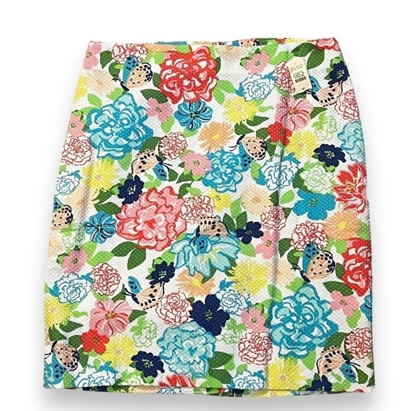 New Talbots Pencil Skirt Floral Print Size 8 PETITE Colorful Preppy work wear - Picture 1 of 6